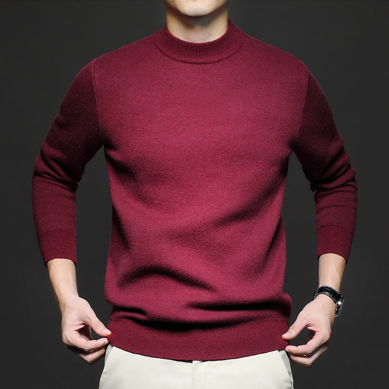 Men's Worsted Knitted Long Sleeve Sweater