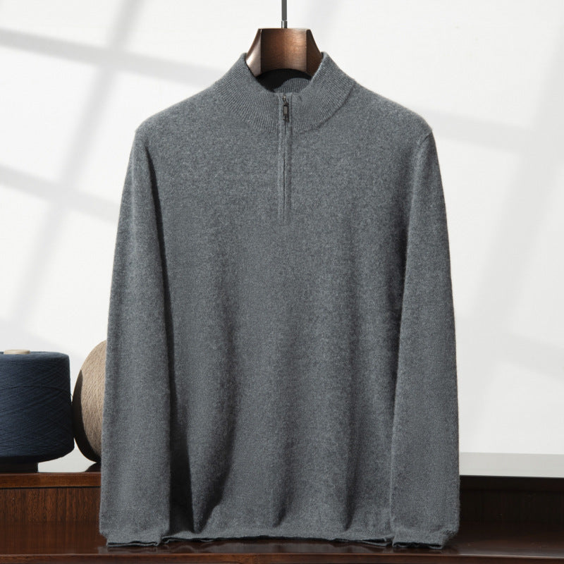 Men's Cashmere Sweater Zip-up Turtleneck Young And Middle-aged sweater
