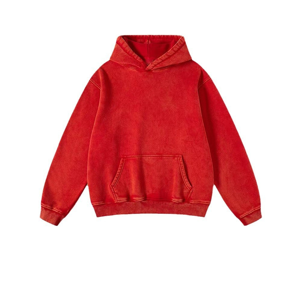 Heavy Fleece-lined Thickened Retro Washed hoodie