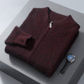 Men's Half-high Collar Loose Thick Zip Wool Knitted Sweater