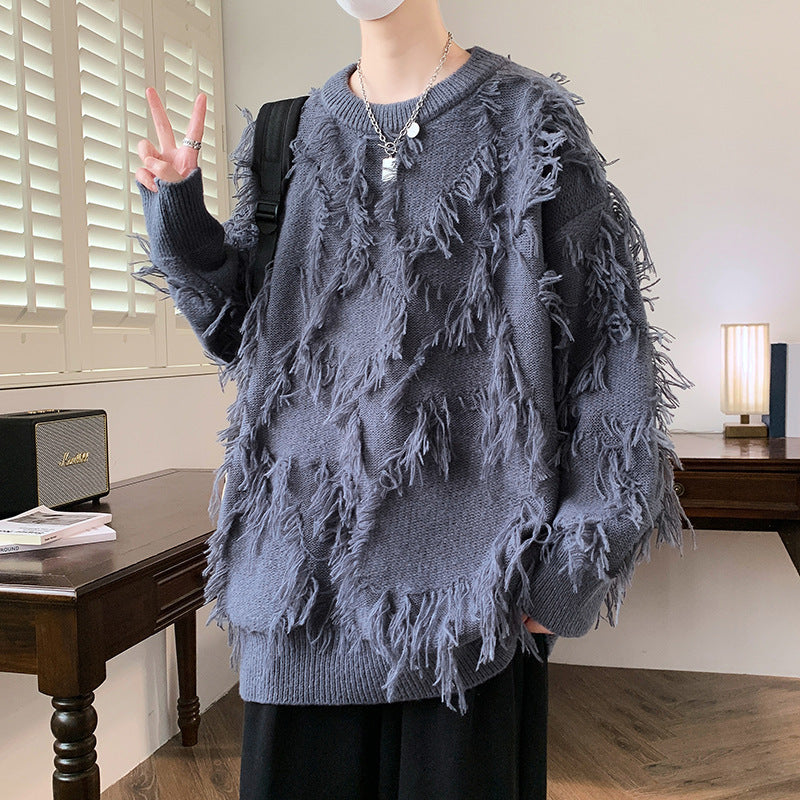 Pullover Round Neck Line Jacquard Long Sleeve Sweater