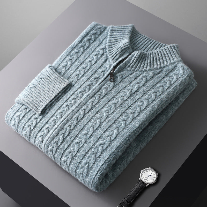 Men's Half-high Collar Zipper Sweater