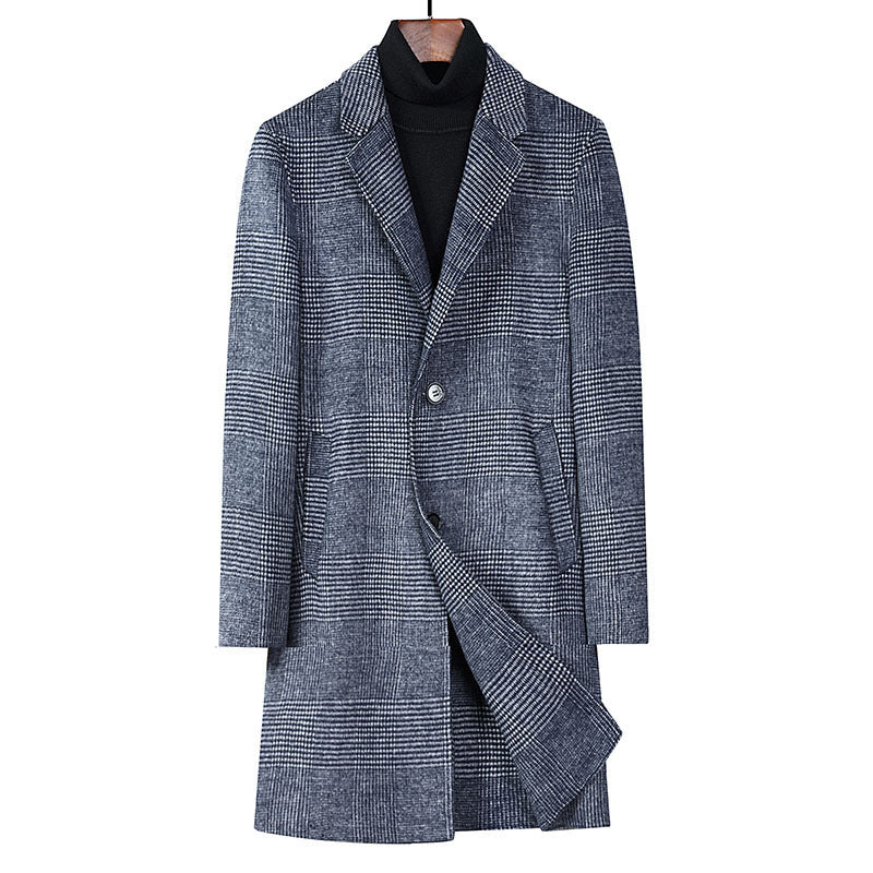 Men's Plaid Double-sided Woolen Coat