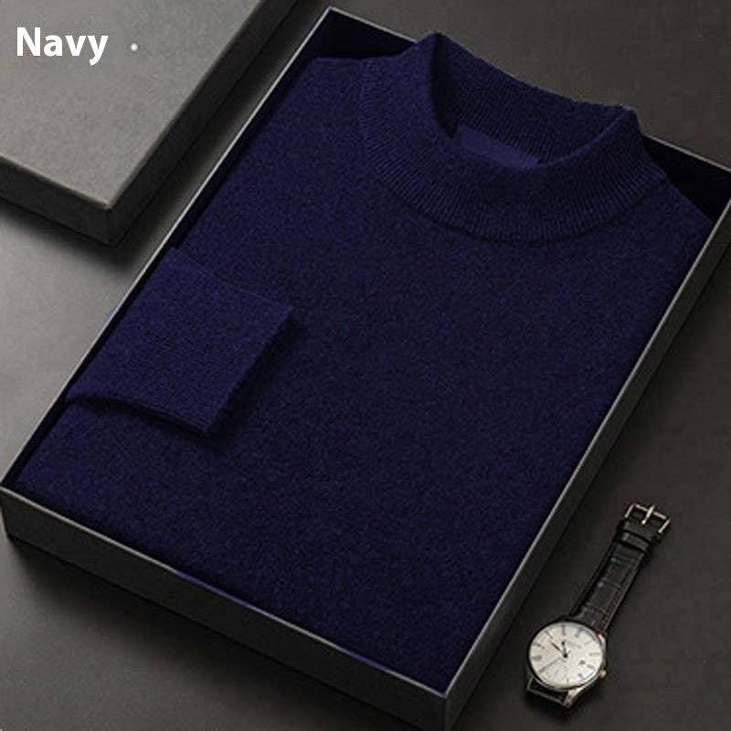 Men's Solid Color Casual Half Turtleneck Sweater