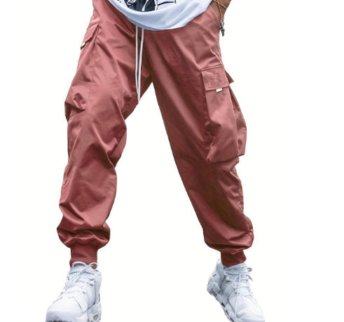 Men Flap Pocket Side Drawstring Waist Cargo Pants