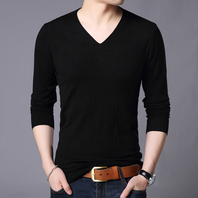 Men's Casual V-neck Thin Base Long Sleeve sweater