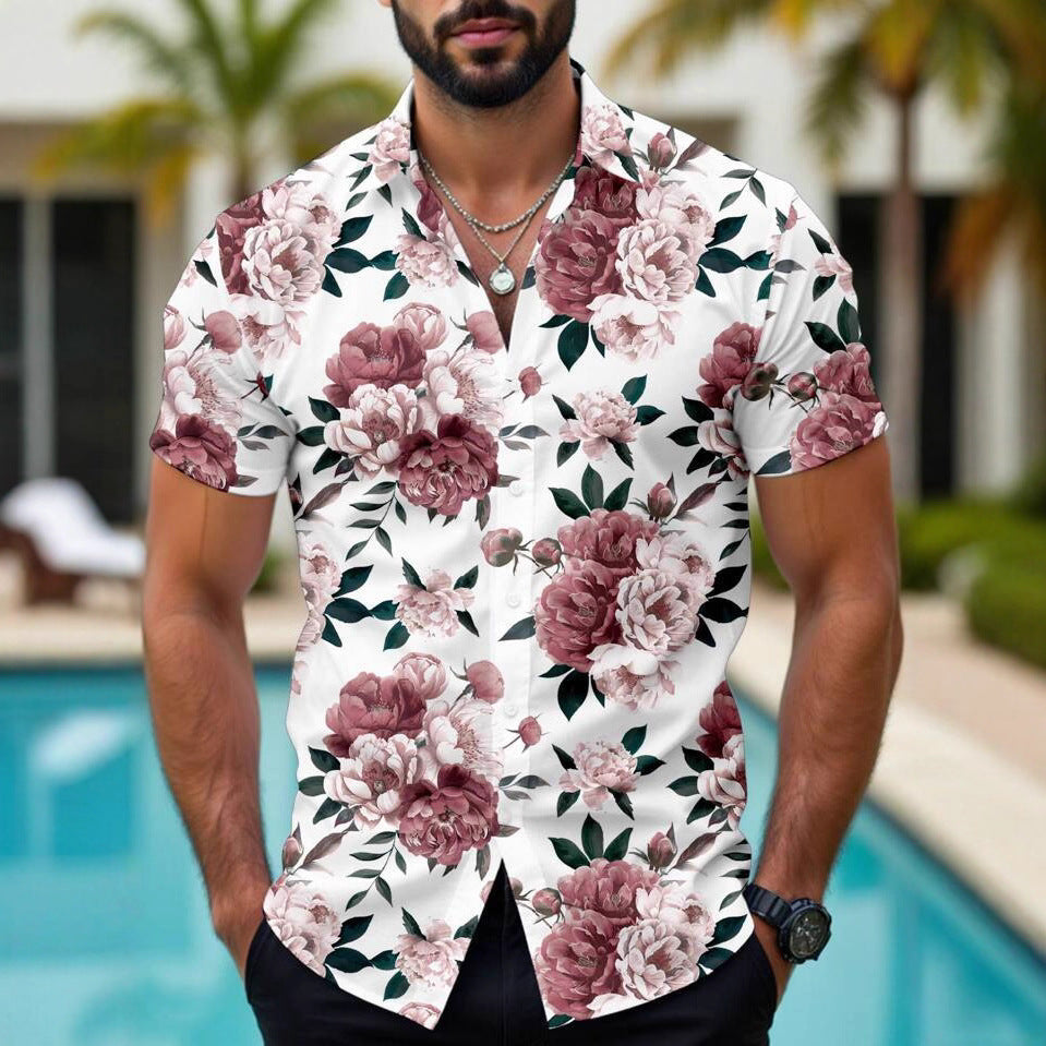 Hawaiian Tropical Floral Printed Casual Men's Shirt