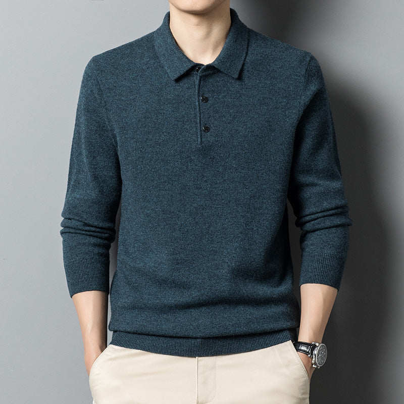 Fall Casual Polo Collar Long-sleeved Sweater