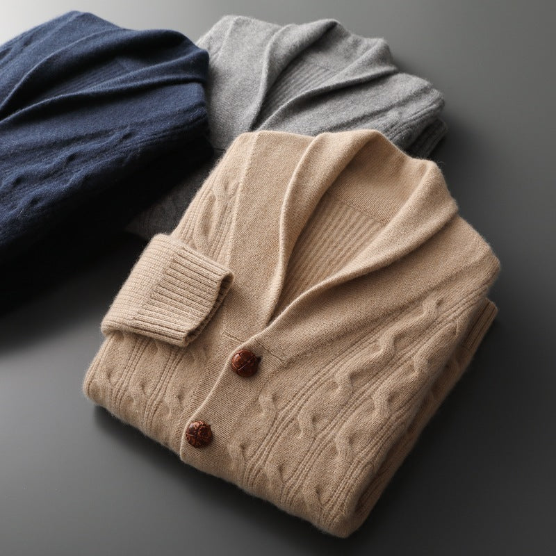 Men's Thickened Coat Twisted Collar Button Knitwear sweater