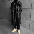 Men's Mid-length Double-breasted Leather coat