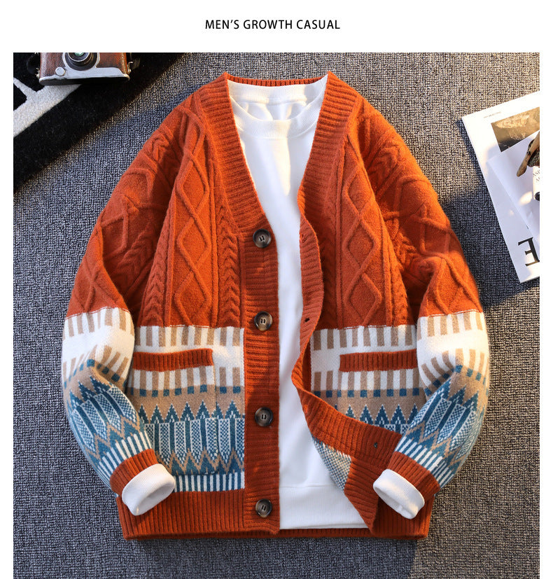 Knitwear All-match Loose Contrast Color Warm sweater