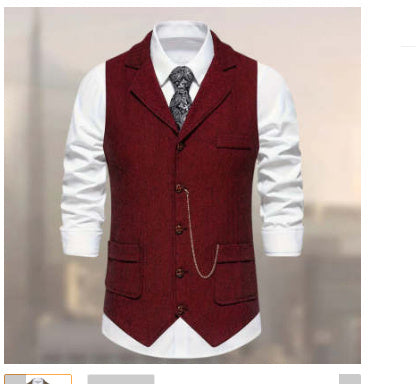 Retro Herringbone Casual Vest Multi-pocket Vest