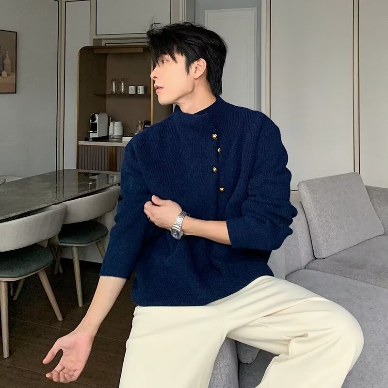 Lazy Brass Buckle Sweater For Men