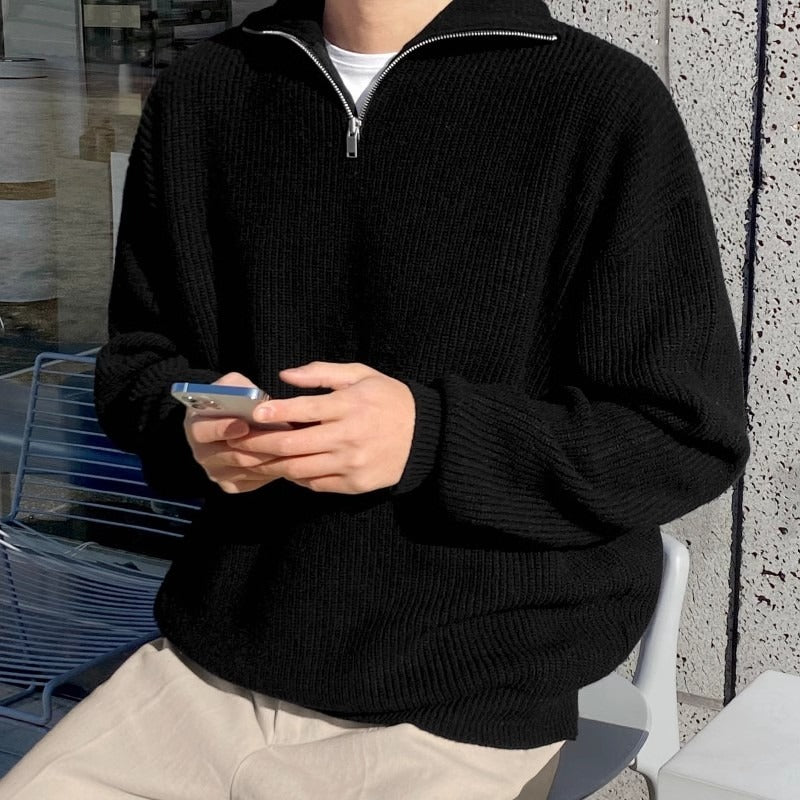 Men's Half Turtleneck Zipper Pullover sweater