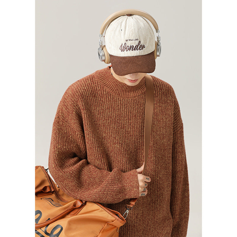 Retro Thick Needle Mock Neck Sweater Autumn And Winter