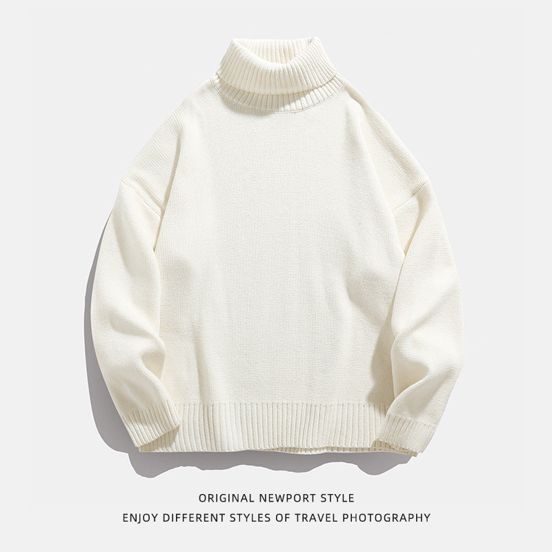 Japanese Couple Solid Color Turtleneck Sweater