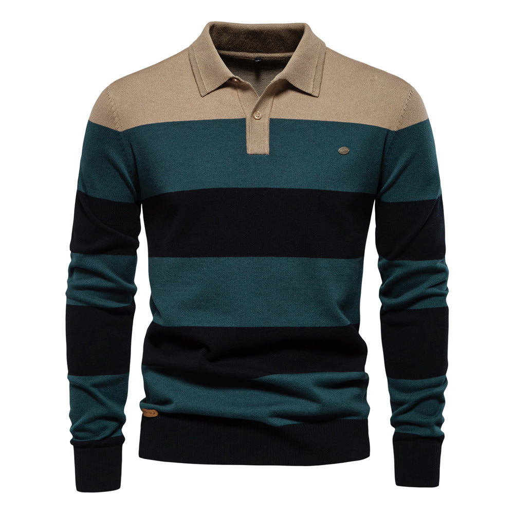Men's Long Sleeve Polo Collar Sweater