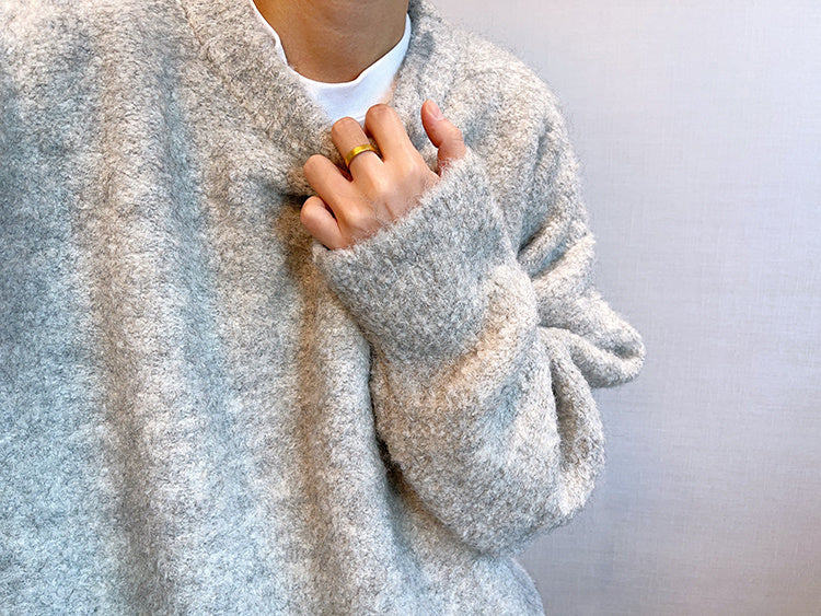 Plush Round Neck Knitted Thick Sweater Men