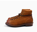 Retro Color Block High-top Round Toe Cowhide Ankle Boots