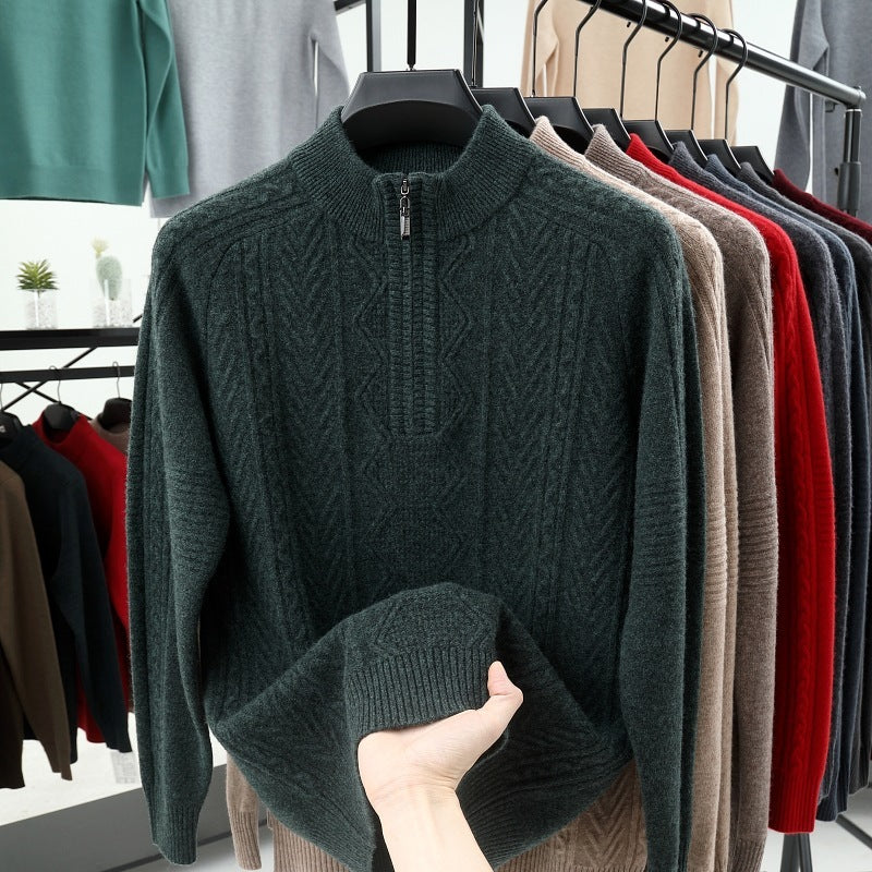 Men's Half Turtleneck Zipper Sweater