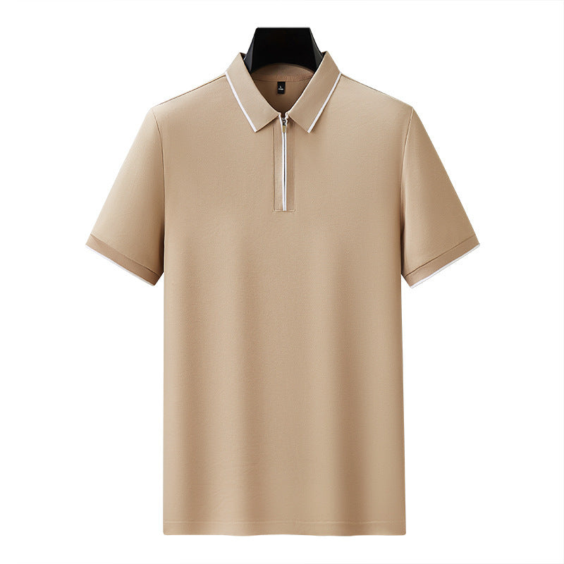 Men's Polo Shirt Short Sleeve Zipper And Lapel T-shirt
