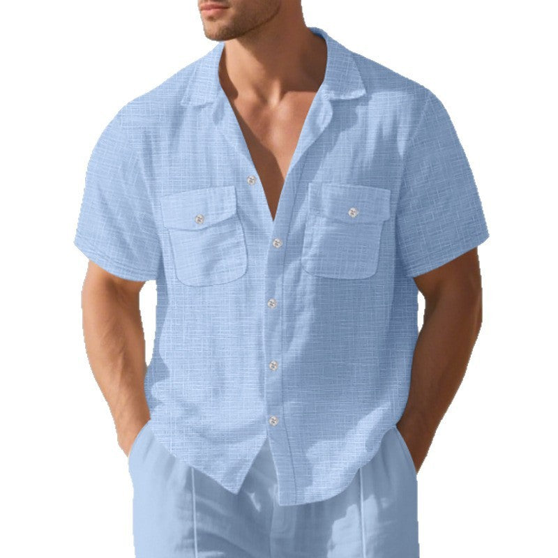 Solid Color Loose Casual Holiday Lapel Shirt Men
