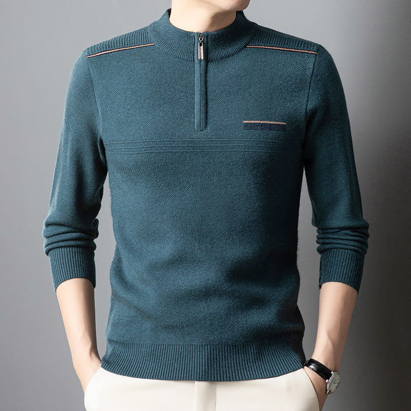 Men's Half-turtleneck Zipper Sweater For Middle And Elderly aged