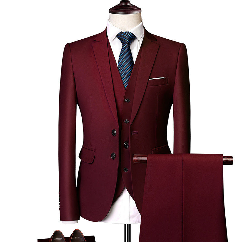 Men's Three-piece British Slim-fitting Wedding Dress Multicolor suit