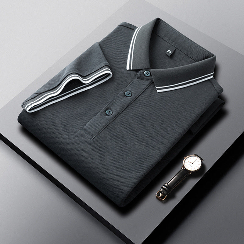 Summer Lapel Mercerized Cotton T-shirt Loose Breathable