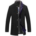Men's Woolen Thickened Scarf Collar Coat
