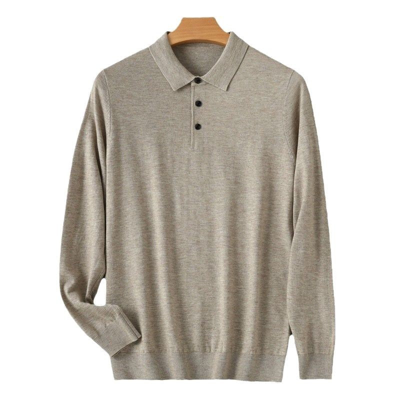 Spring And Autumn Casual Polo Collar Long-sleeved Sweater Men