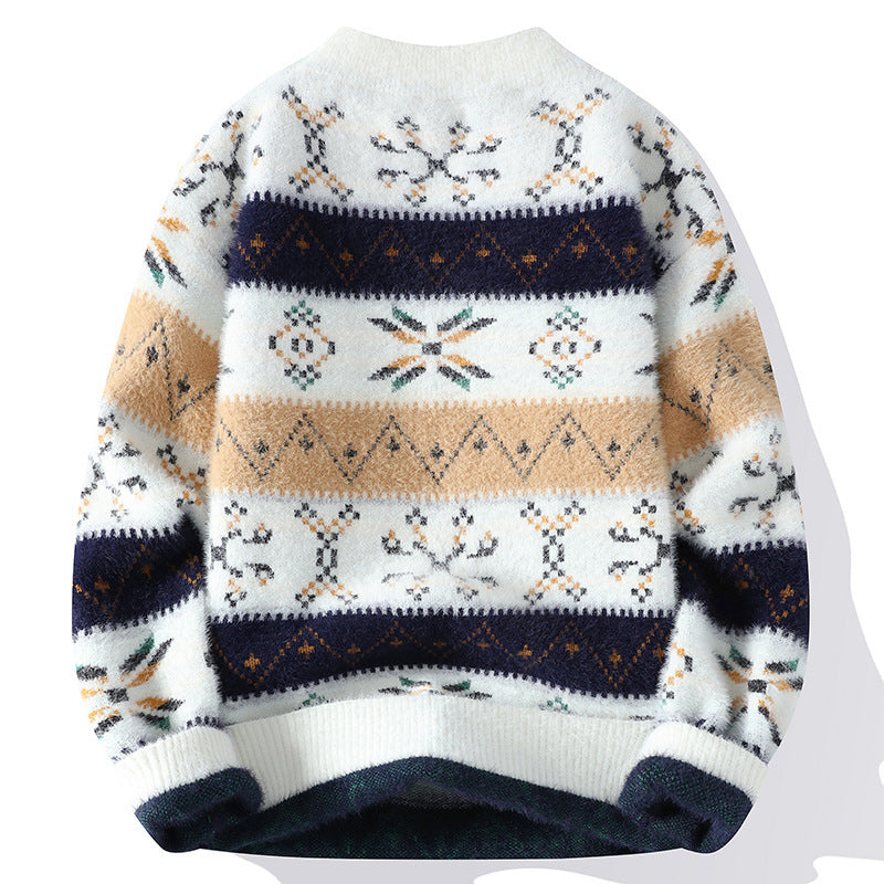 Mink Fur Thickened Half-high Collar Sweater