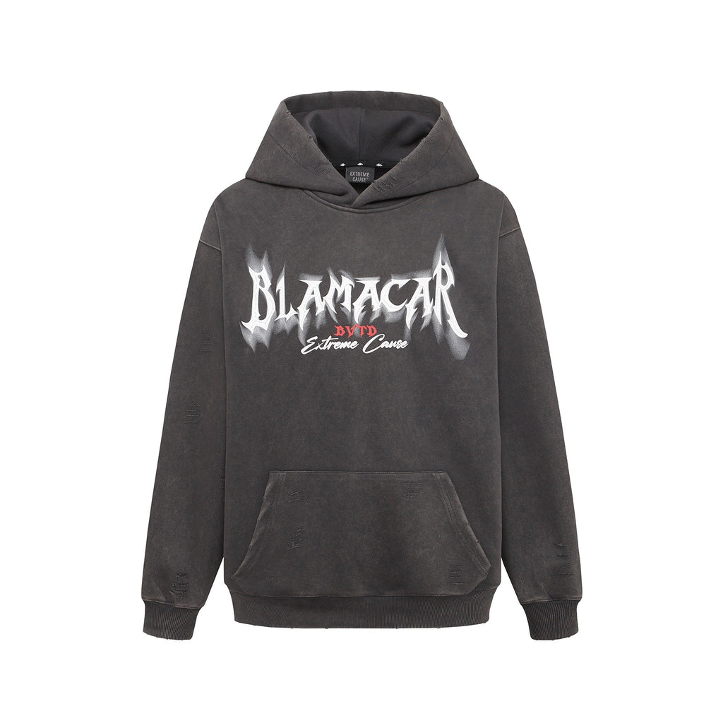 Retro Heavy Washed Hoodie Printed Hoodie