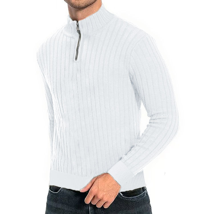 Leisure Pullover Men's Half-high Collar Zip Sweater