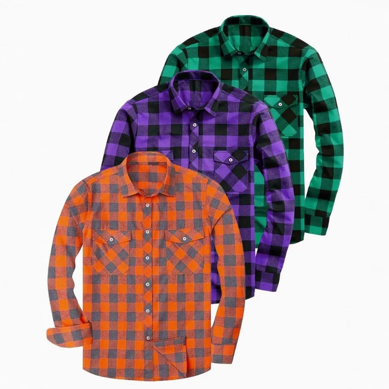 Men's Casual Loose Flannel Plaid Shirt