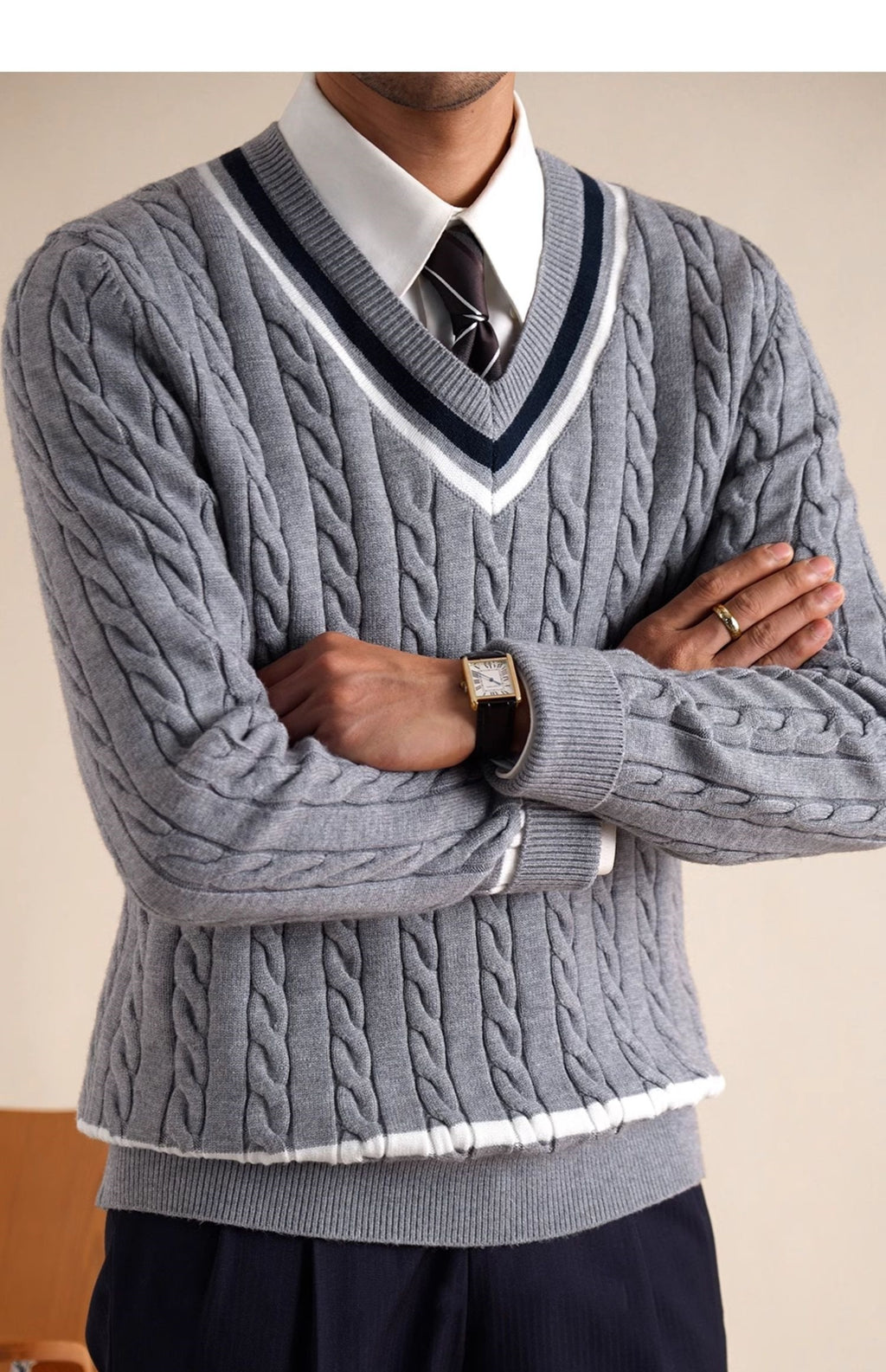 Men's College Style Casual Base Ride Thermal Head Cover Knitwear