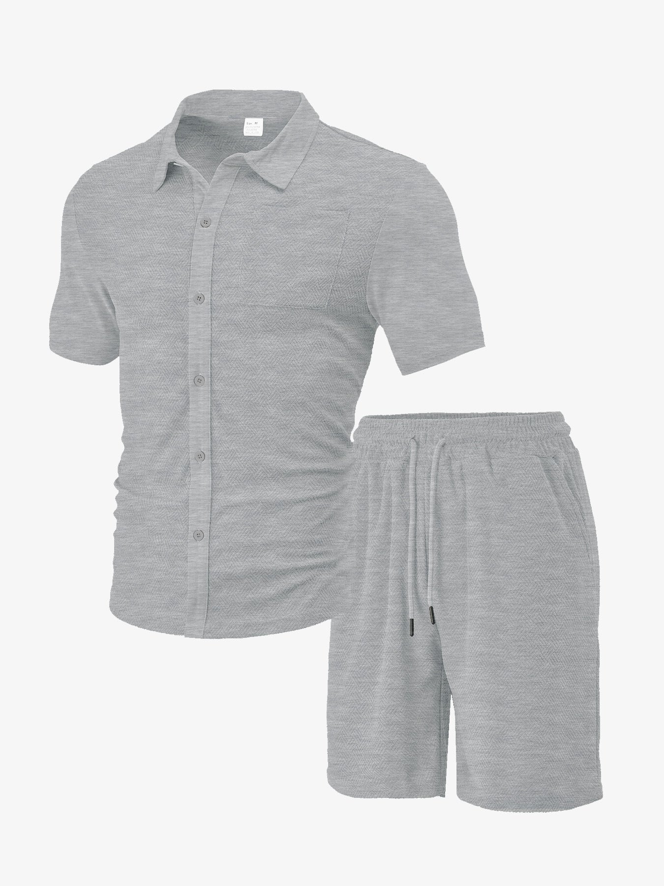 Men's Casual Button Solid Color Short Sleeve Suit