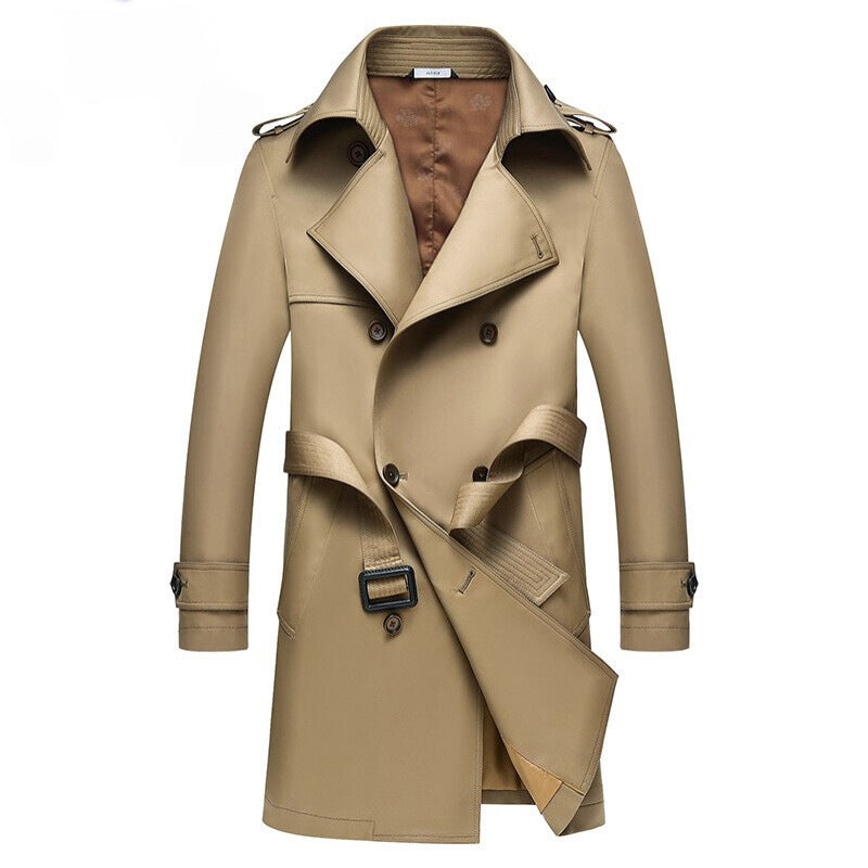 Windbreaker Men's Mid-length Middle-aged Casual trench coat