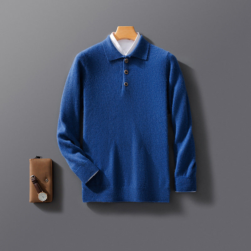 Men's Business Casual Polo Collar Knitted Sweater