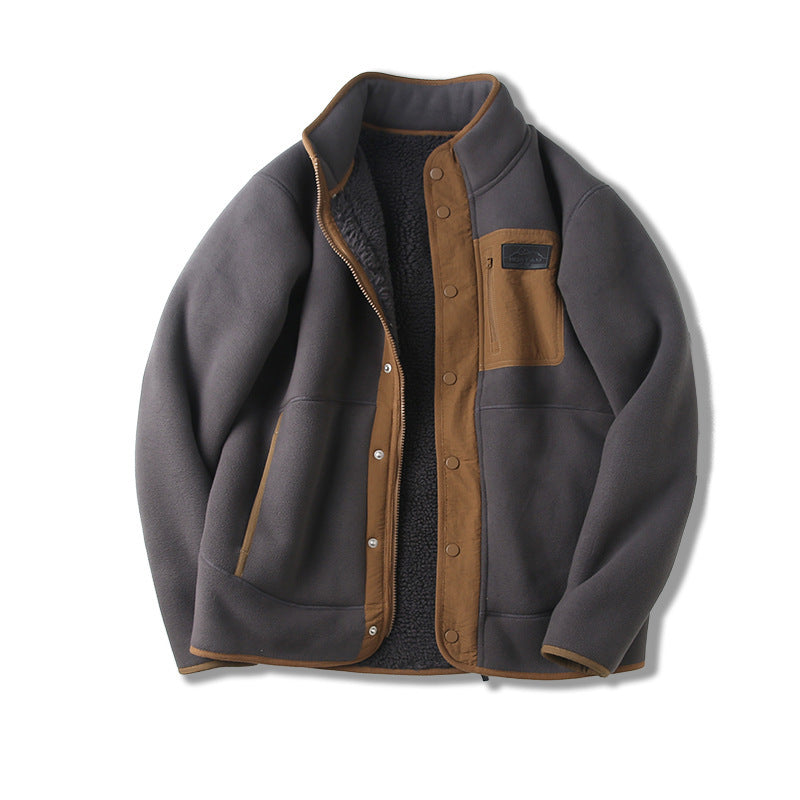Fleece-lined Thickened Stand Collar Jacket