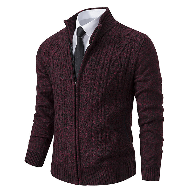Men's Stand Collar Casual Cardigan Sweater Coat