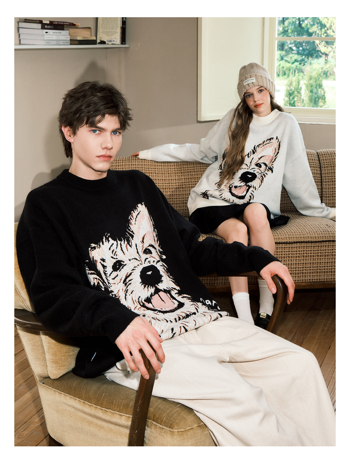 Puppy Sweater Couple Loose And Idle Knitwear sweater