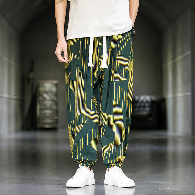 Mens Breathable Casual Wide Leg Pants