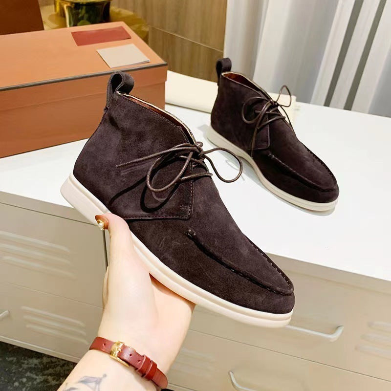 Men's Mid-top Flat Pumps Ankle Lace-up boots