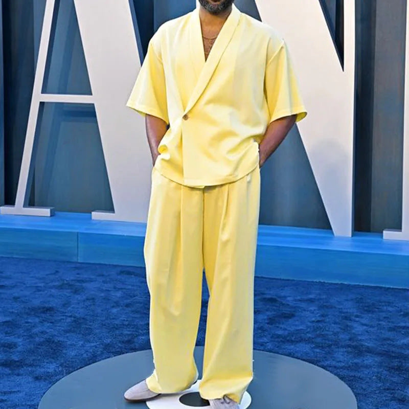 Men Casual Polo Collar Suit