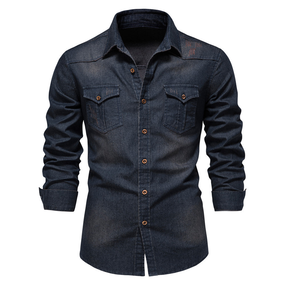 Men's Long-sleeved Denim Shirt