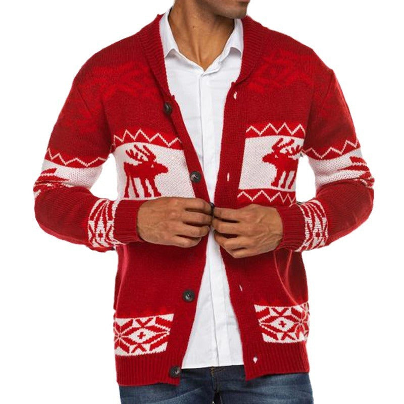 Men's Christmas Jacquard buttoned Sweater