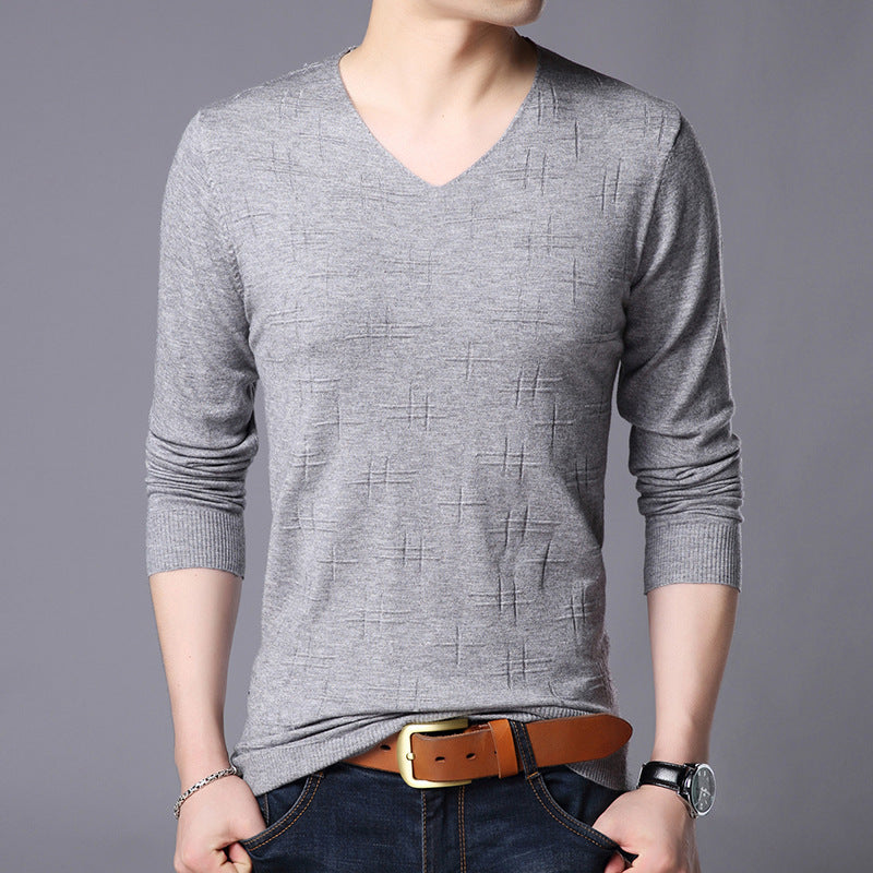 Men's Casual V-neck Thin Base Long Sleeve sweater