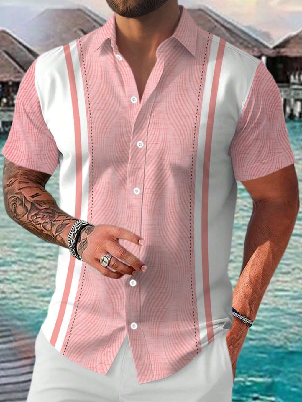 Casual All-matching Geometric Short Sleeve Shirt
