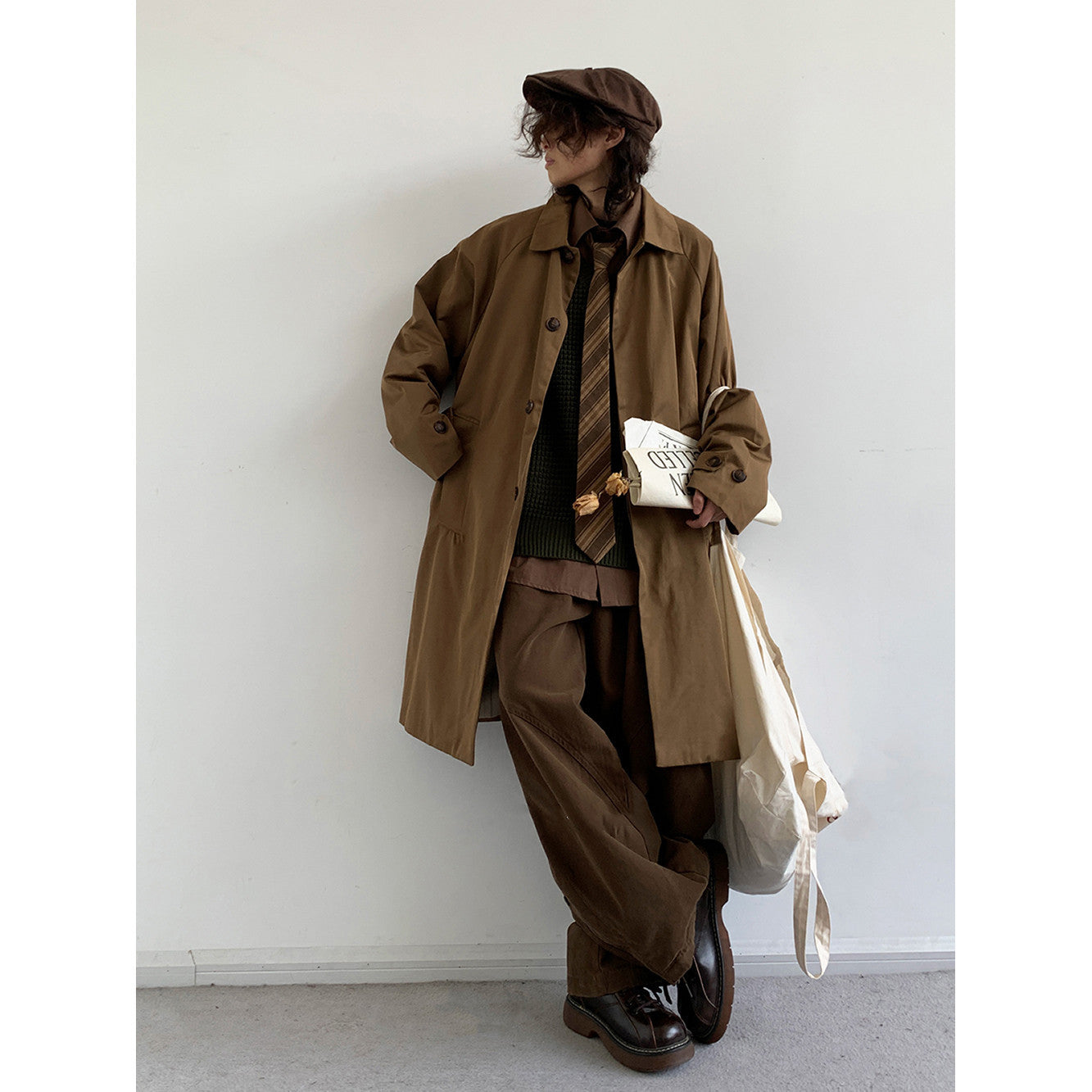 Retro Mid Length Workwear Trench Coat
